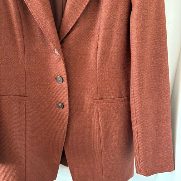 Lafayette 148 New York Wool & Silk Blend Jacqueline Blazer In Rust Brown US 6 - Picture 10 of 13